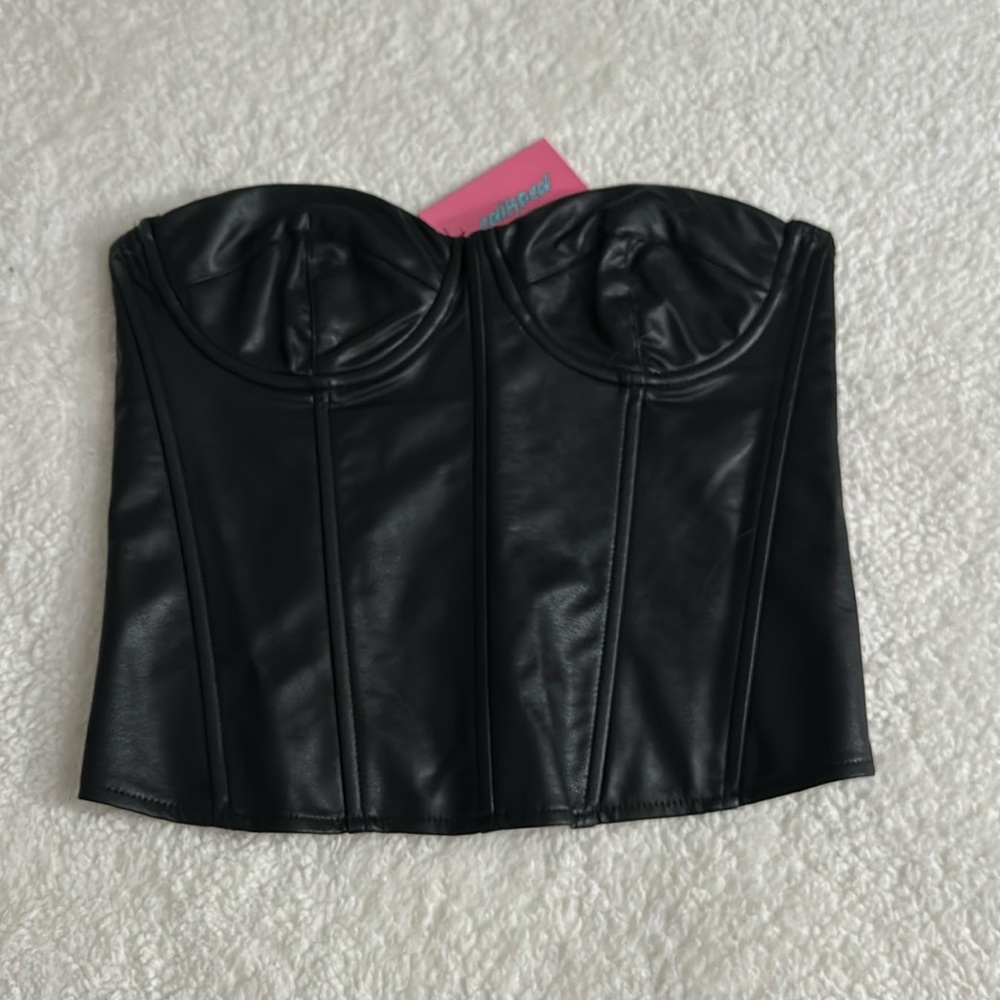 Edikted Faux Leather Corset Top